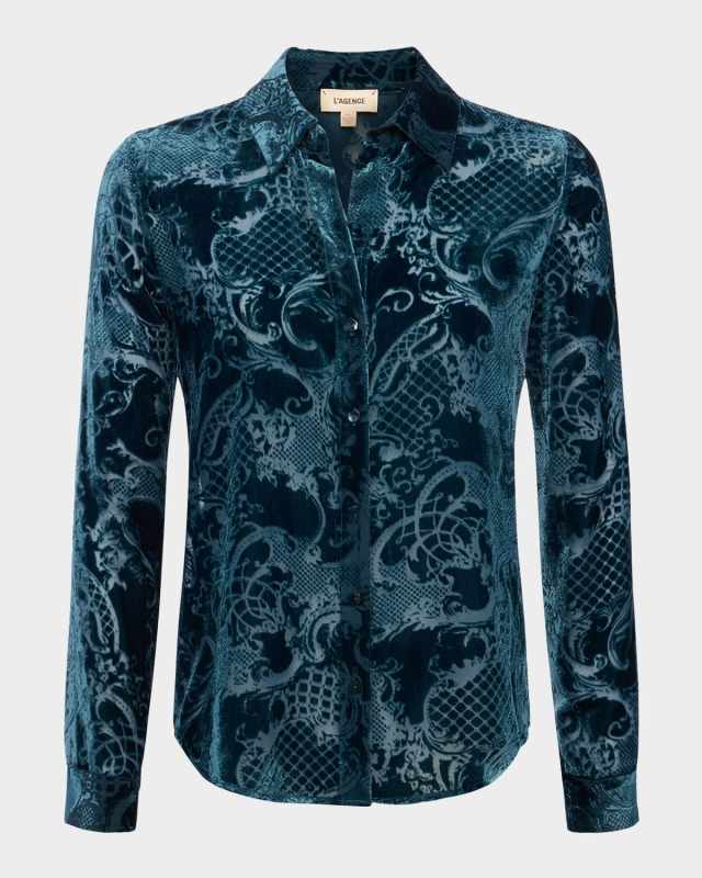 Laurent Burnout Velvet Blouse